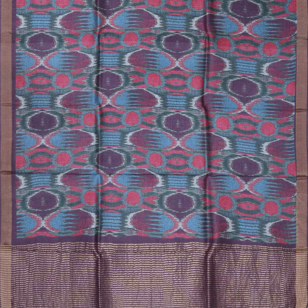 Multicolor Printed Tussar Saree - Singhania's