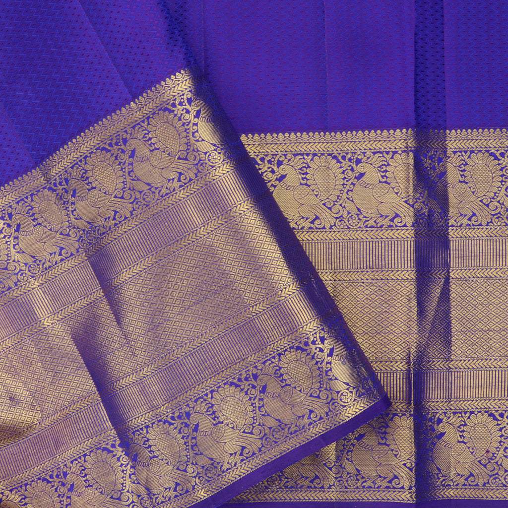 Turquoise Blue Kanjivaram Silk Saree With Floral Pattern - Singhania's