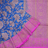 Cobalt Blue Banarasi Silk Saree With Floral Jaal Pattern - Singhania's