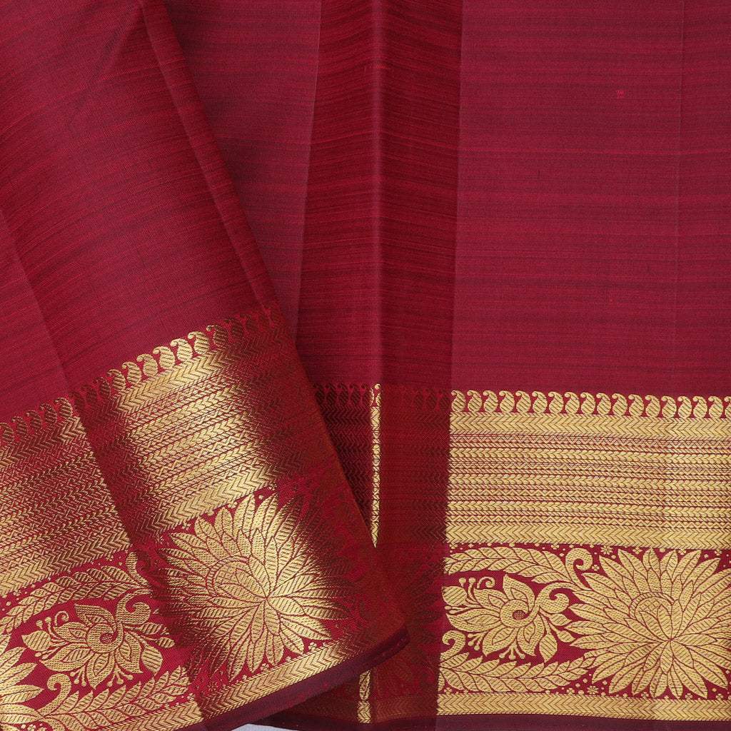 Maroon Kanjivaram Silk Saree With Checks Pattern - Singhania's