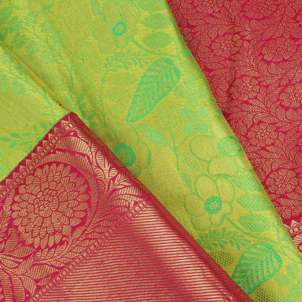 Light Green Kanjivaram Silk Saree With Jaal Design - Singhania's