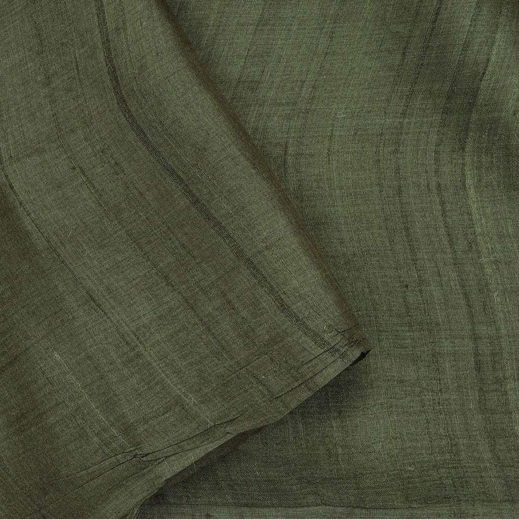 Green Printed Tussar Silk Saree - Singhania's