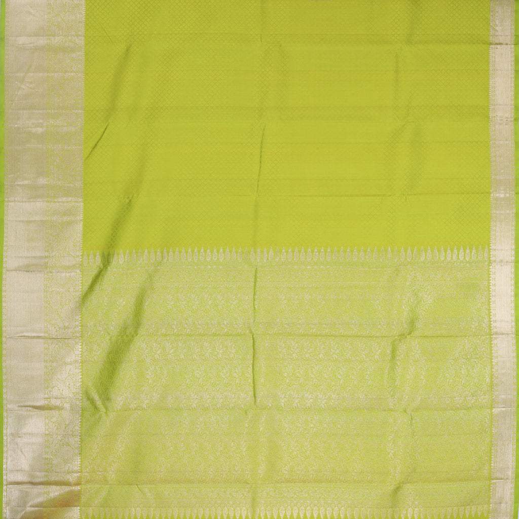 Lime Green Kanjivaram Silk Saree With Tiny Buttis - Singhania's