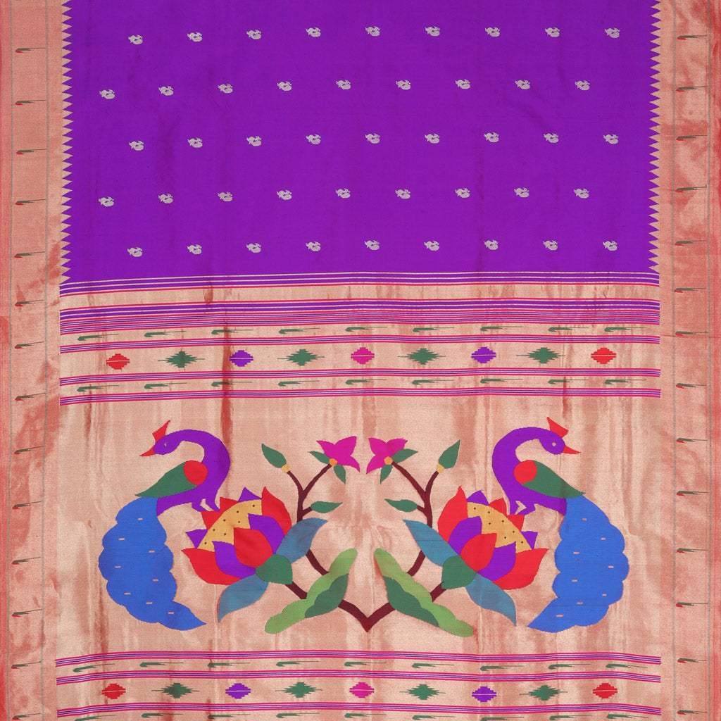 Vibrant Pink Paithani Silk Handloom Saree With Munia Border - Singhania's