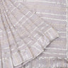 Off White Embroidery Georgette Saree - Singhania's