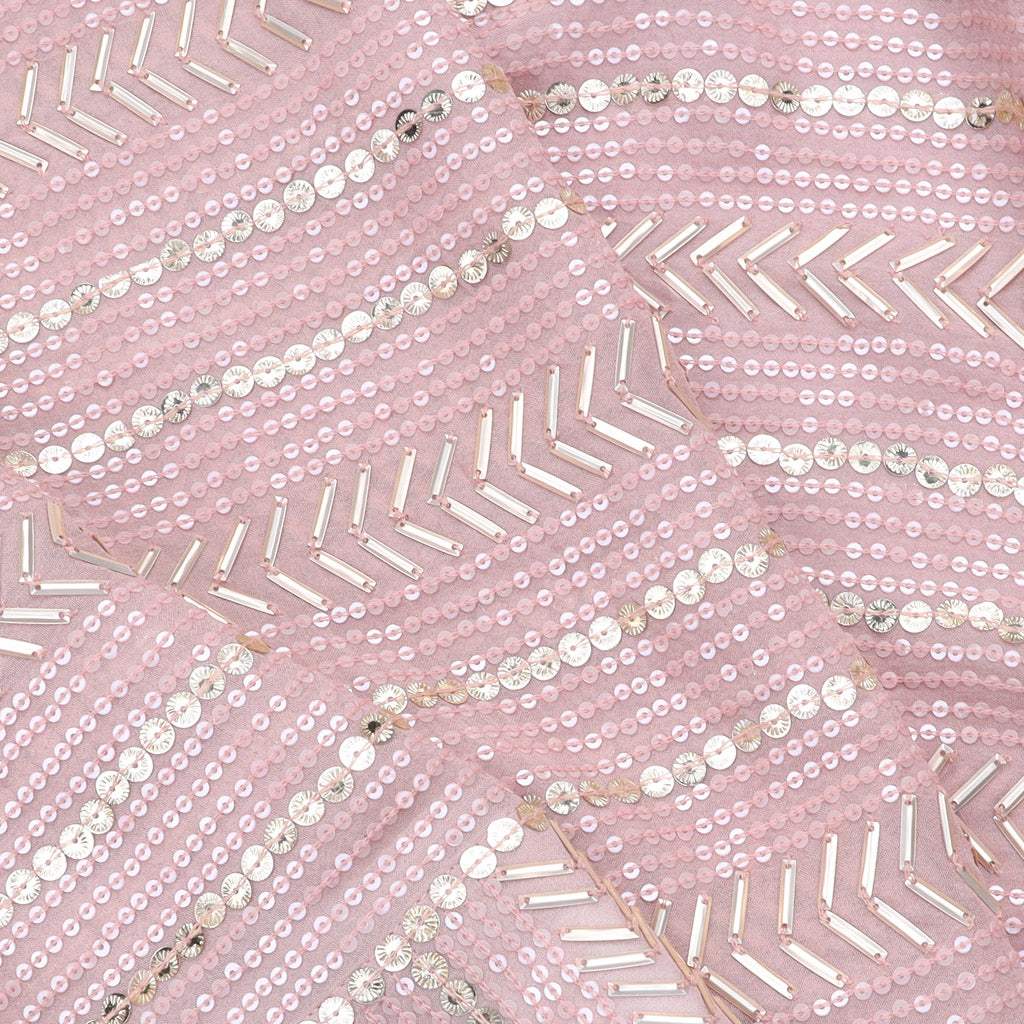 Pale Pink Embroidery Georgette Saree - Singhania's