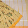 Pale Yellow Cotton Saree With Floral Print - Singhania's