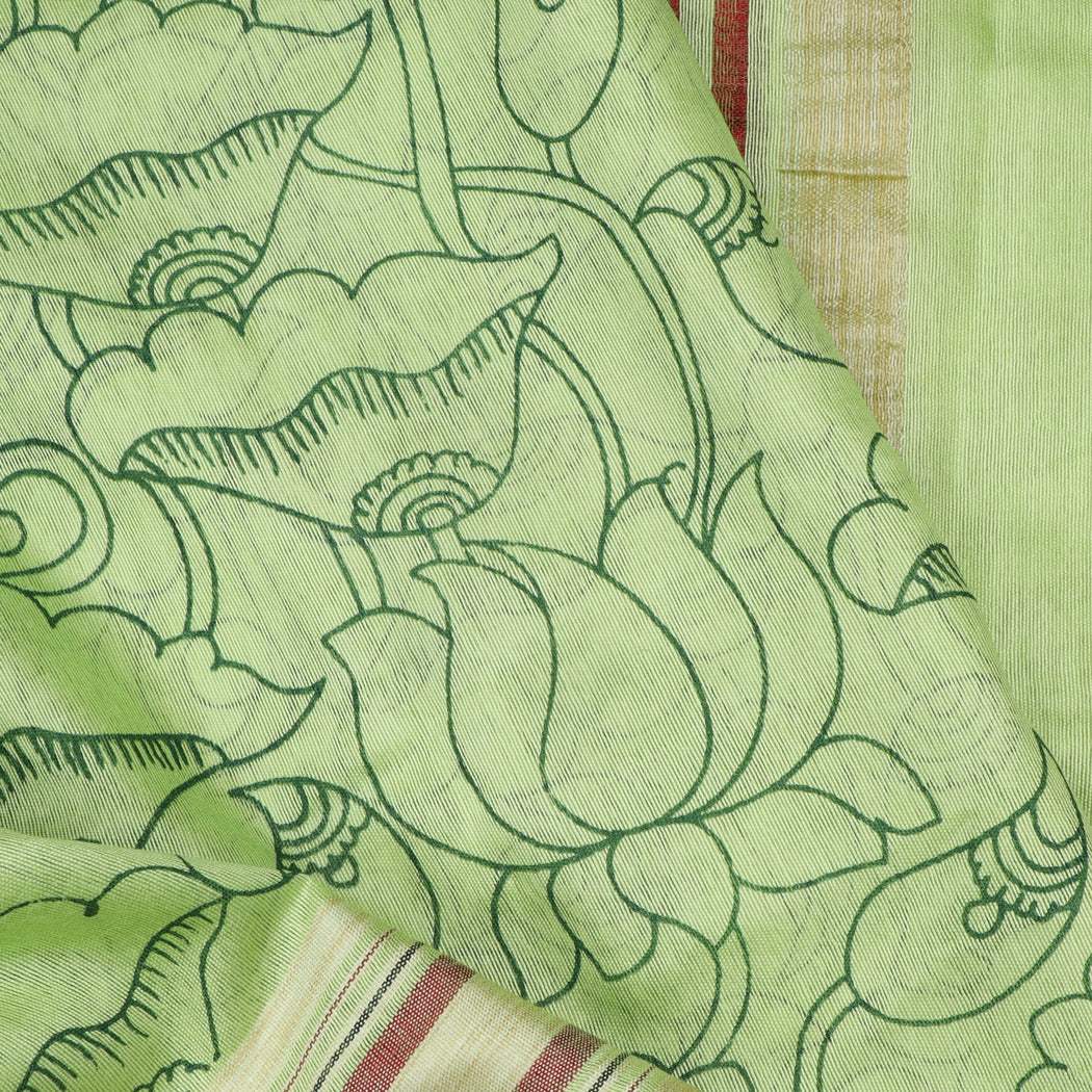 Soft Green Matka Silk Saree With Printed Pattern - Singhania's