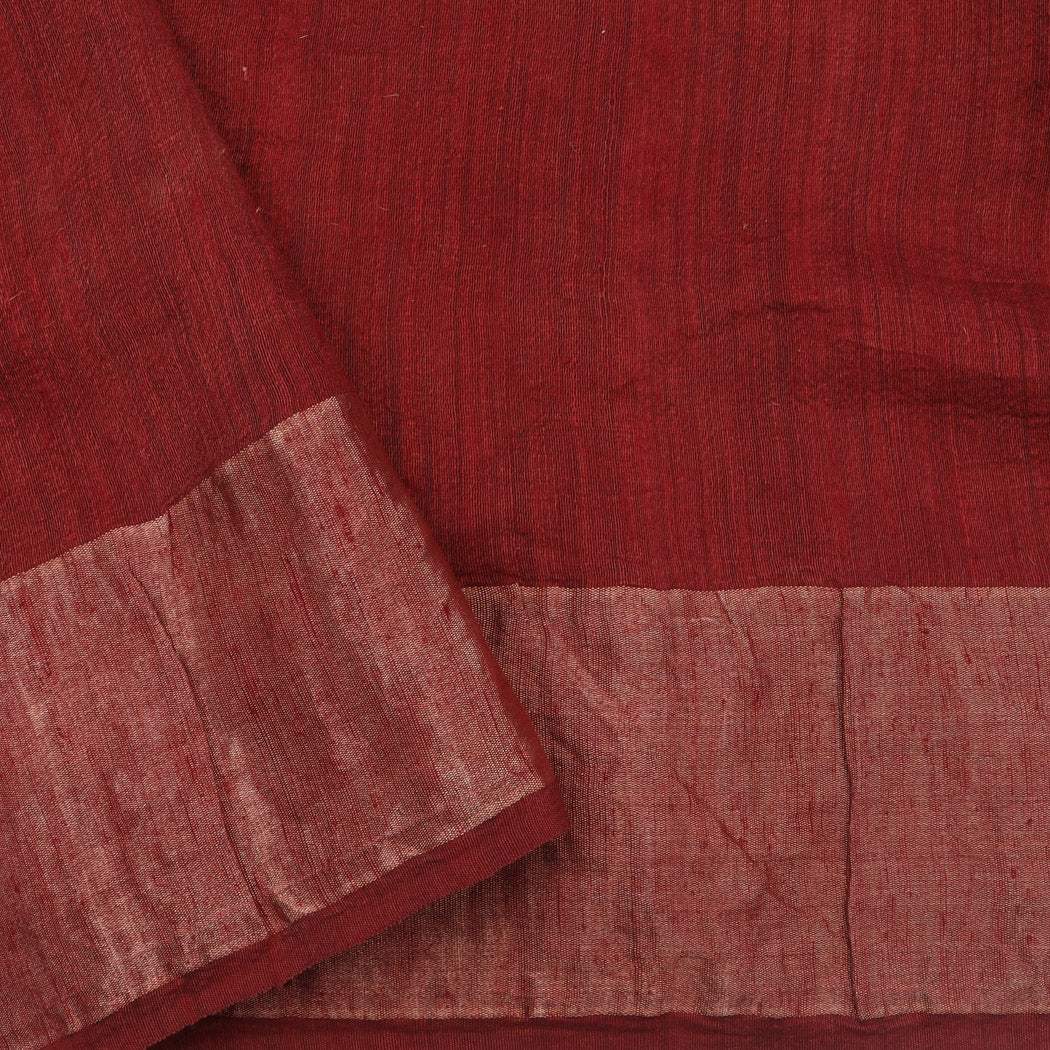 Earthy Red Handblock Printed Matka Tussar Saree - Singhania's
