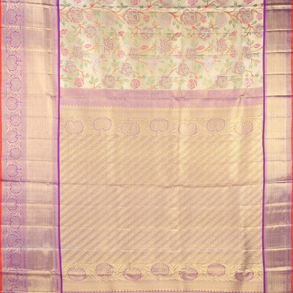 Light Gold Tissue Kanjivaram Silk Saree - Singhania's