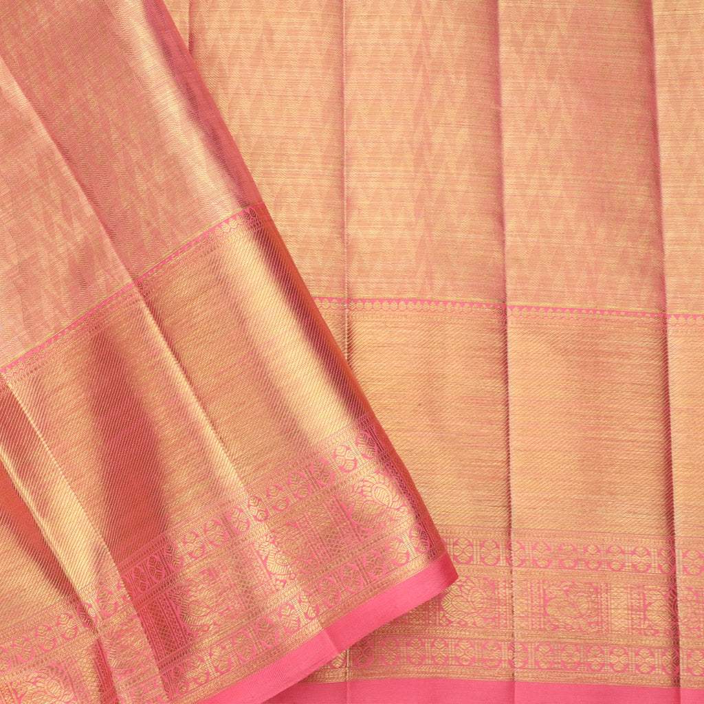 Old Gold Yellow Tissue Kanjivaram Silk Saree - Singhania's