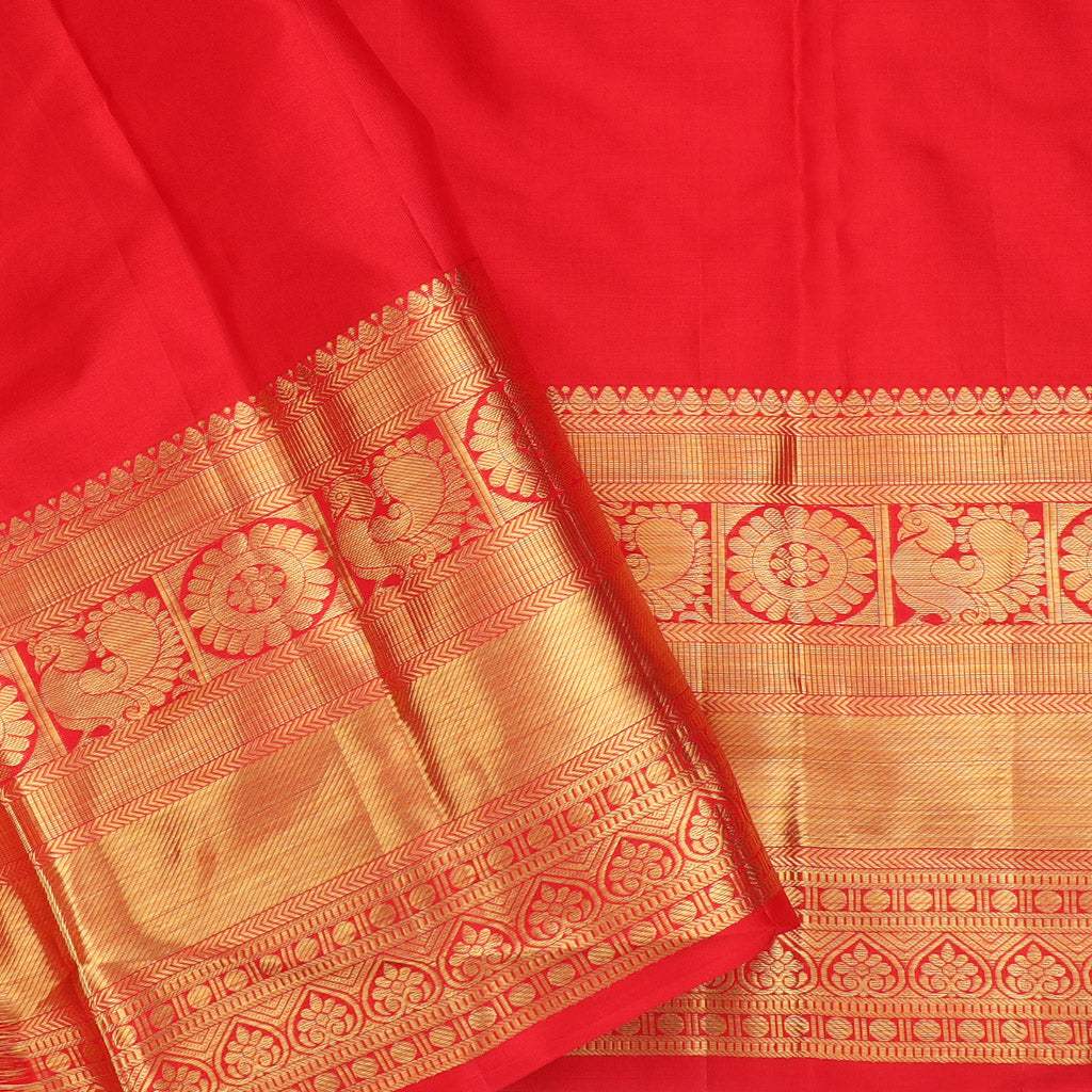 Sindoor Red Kanjivaram Silk Saree - Singhania's
