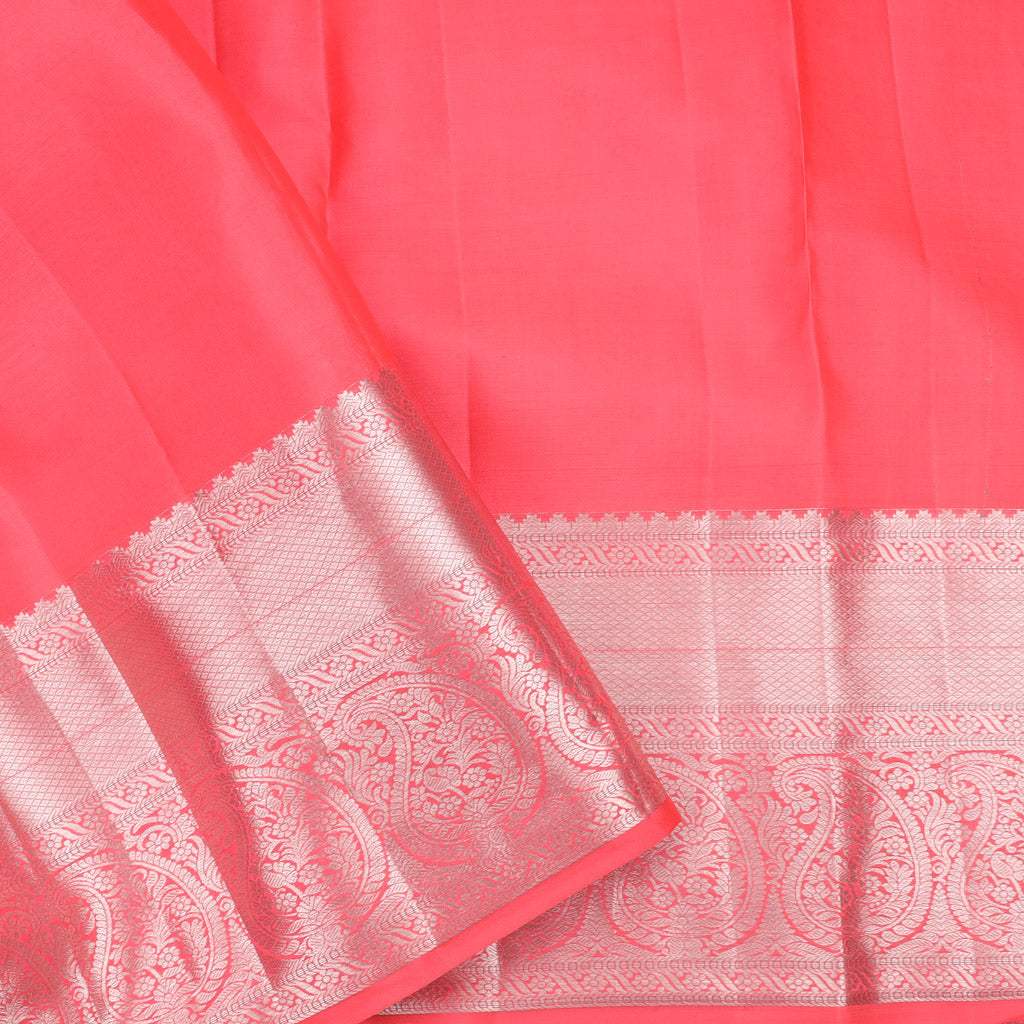 Tulip Pink Kanjivaram Silk Saree With Floral Motifs - Singhania's