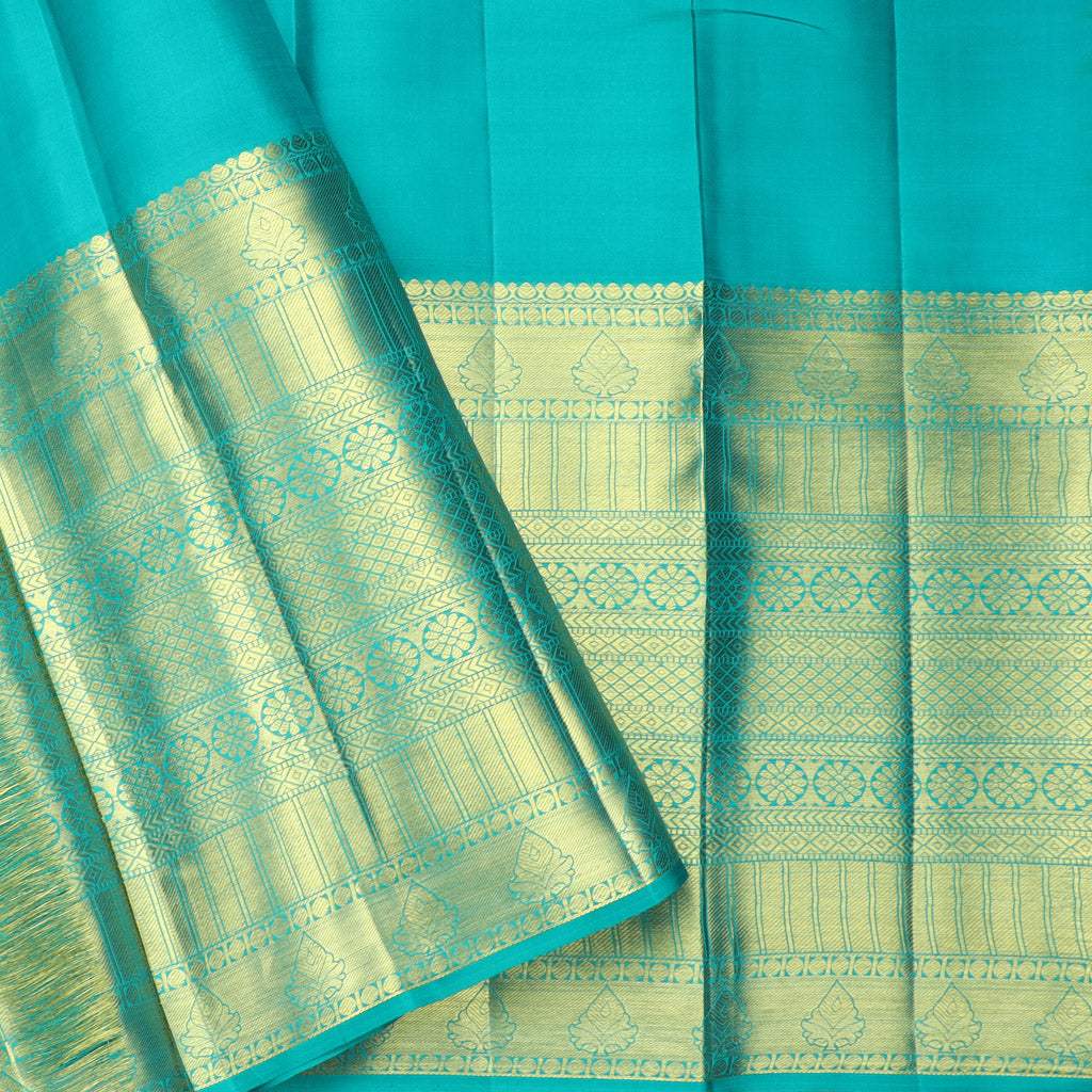 Bright Yellow Kanjivaram Silk Saree With Floral Pattern - Singhania's