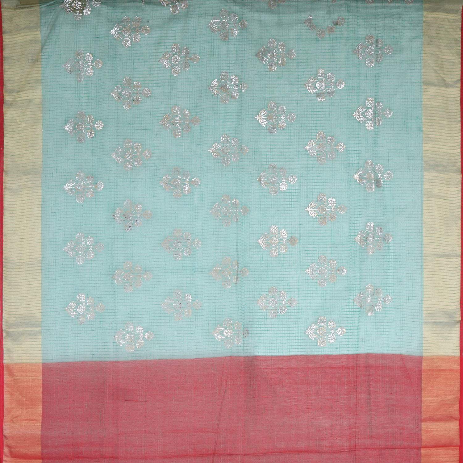 Green Organza Saree With Floral Prints - Singhania's