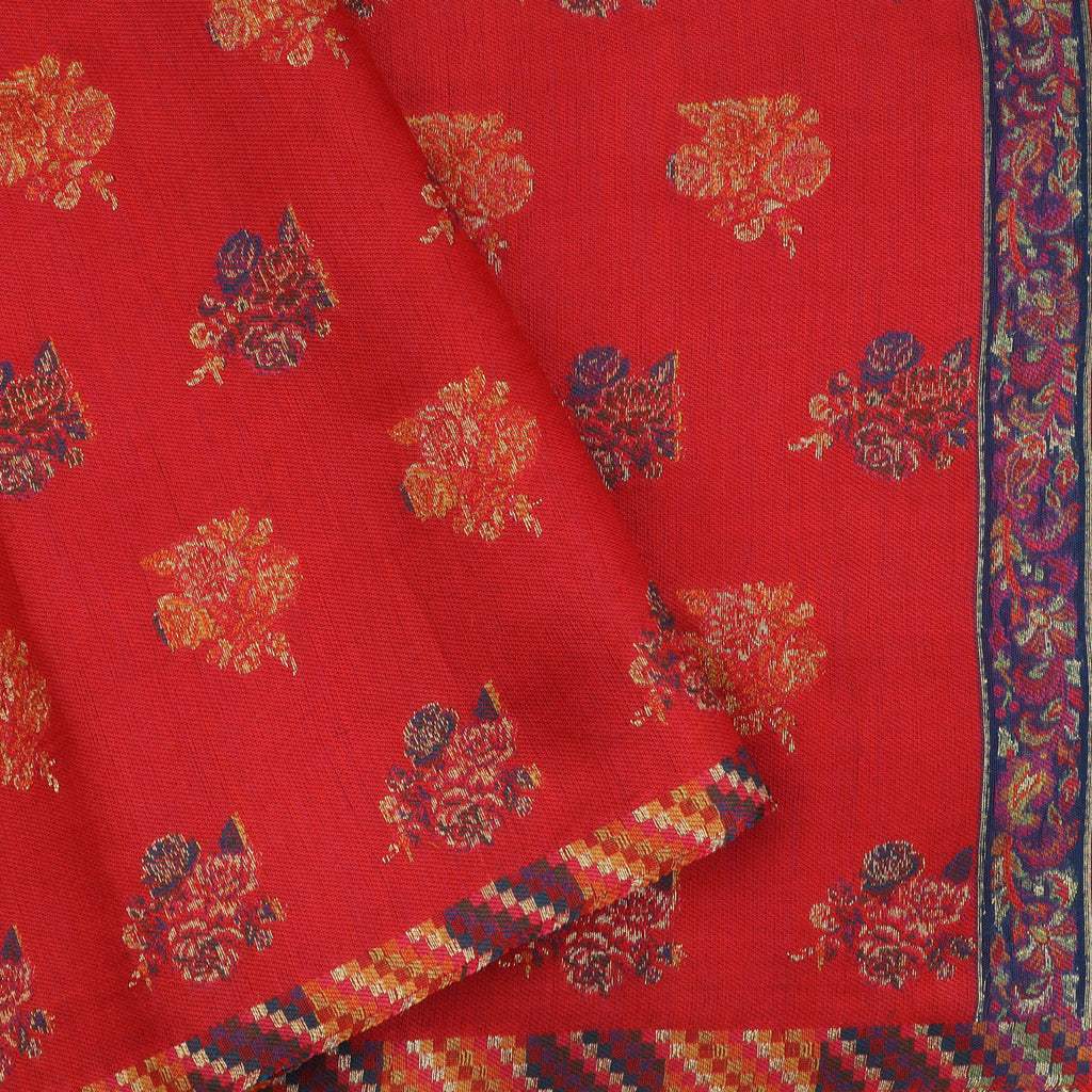 Dark Green Kani Silk Handloom Saree With Floral Pattern - Singhania's