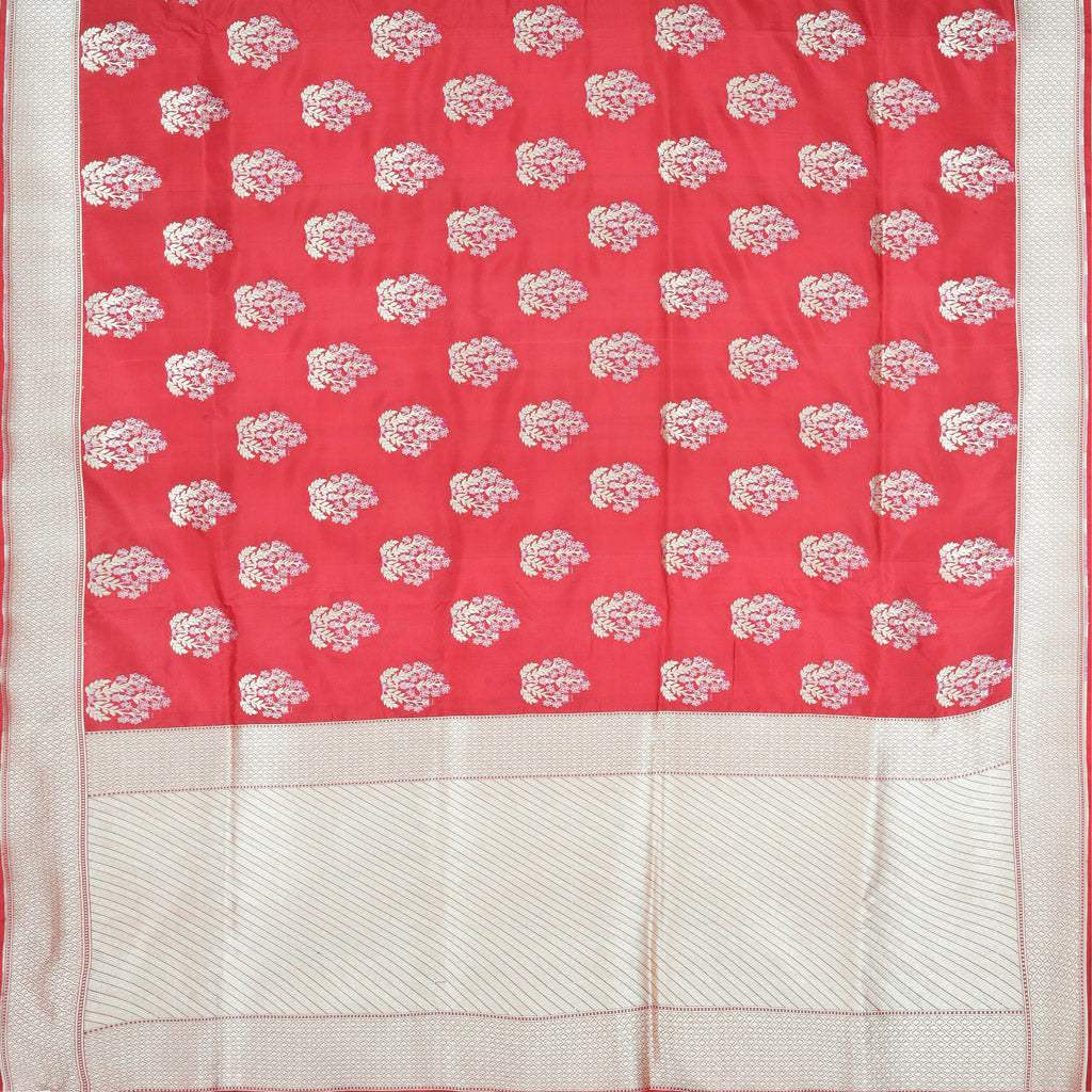 Deep Red Banarasi Silk Handloom Saree - Singhania's