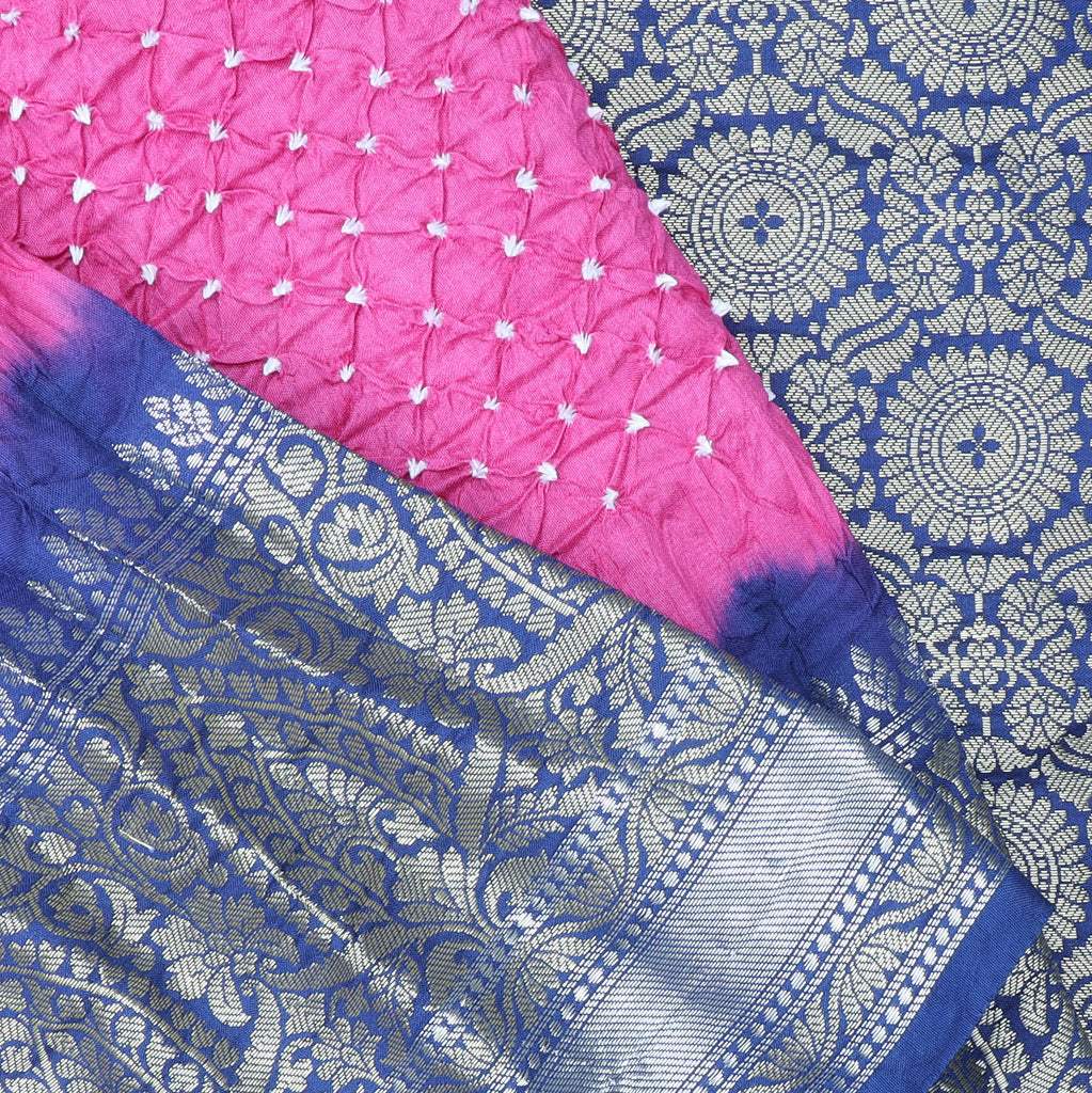Pink Bandhani Kanjivaram Silk Saree - Singhania's