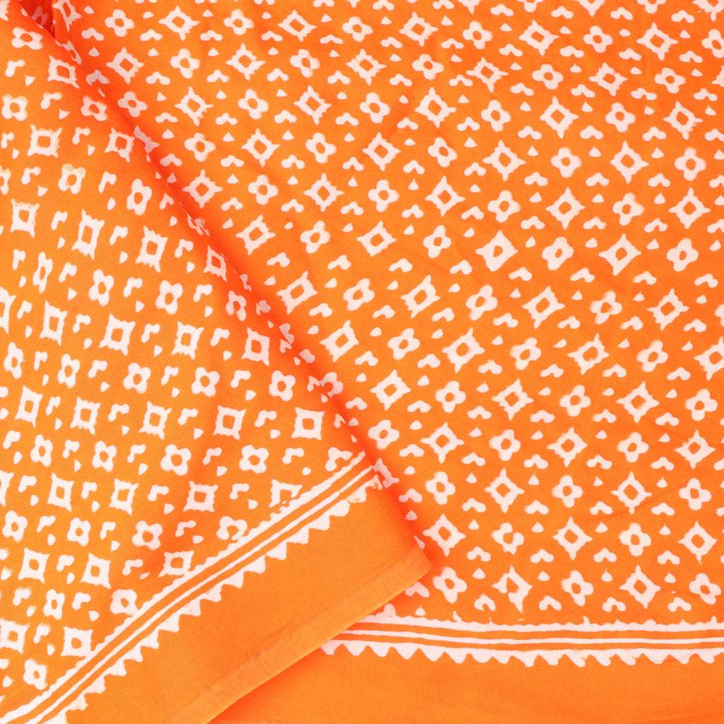 Orange Printed Satin Silk Saree - Singhania's