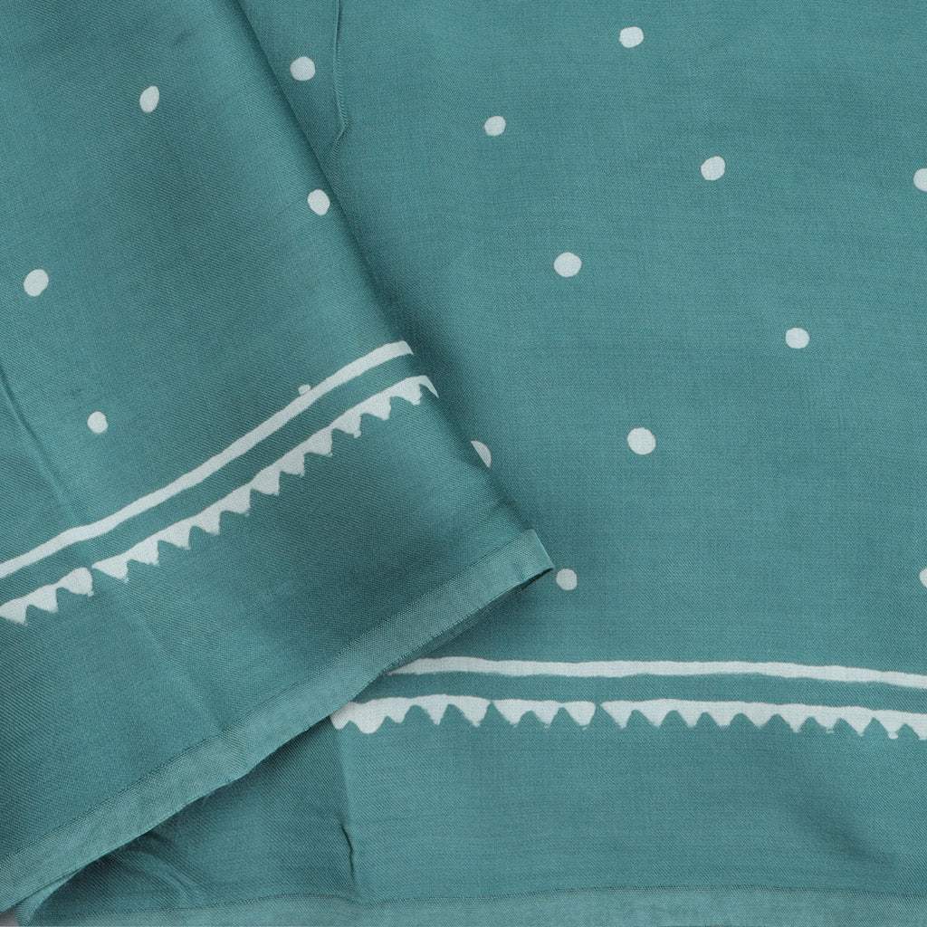 Tiffany Blue Printed Satin Silk Saree With Chevron Pattern - Singhania's