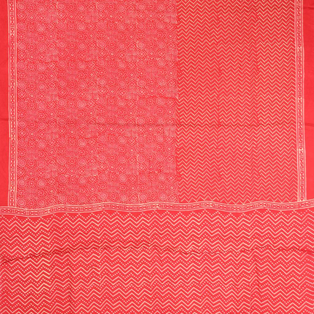 Vibrant Red Printed Satin Silk Saree - Singhania's