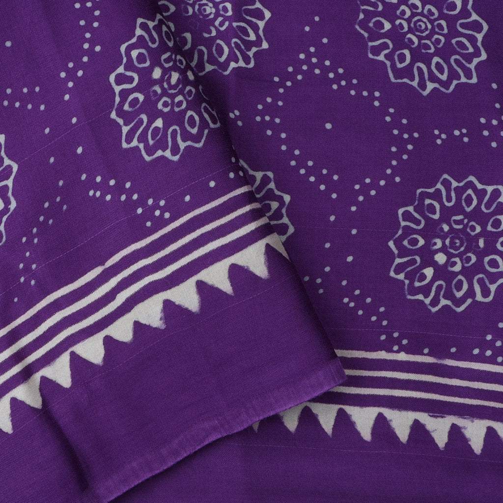 Violet Printed Satin Silk Saree - Singhania's