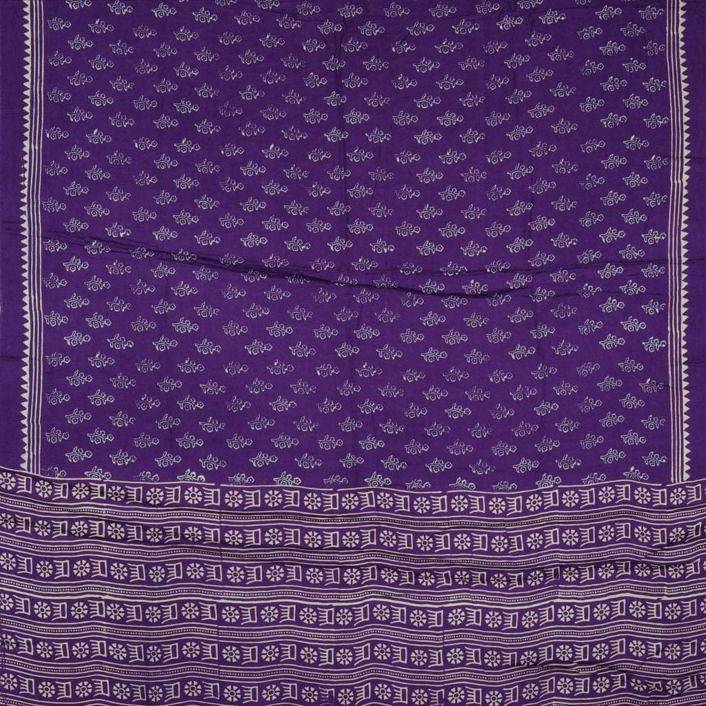 Violet Printed Satin Silk Saree - Singhania's