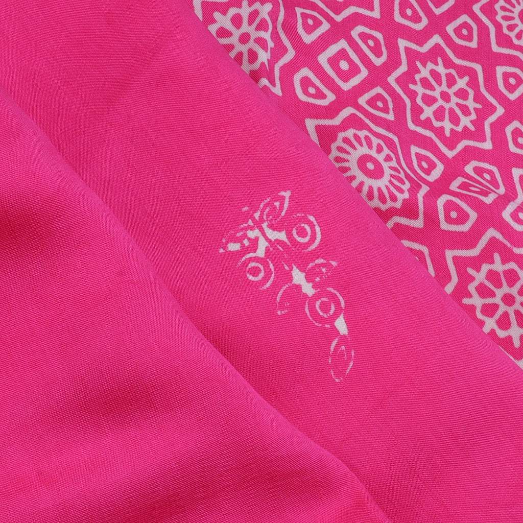 Bright Pink Printed Modal Satin Silk Saree - Singhania's