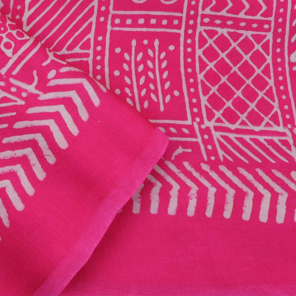 Vibrant Pink Printed Modal Satin Silk Saree - Singhania's