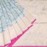 Pastel Ice Blue Banarasi Silk Handloom Saree - Singhania's