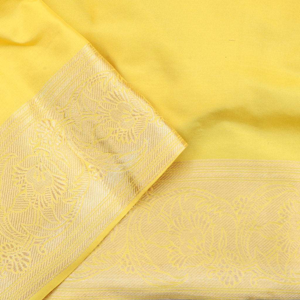 Elegant Yellow Banarasi Silk Saree with Zari Booti Design – Luxurion World