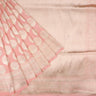 Light Peach Banarasi Silk Handloom Saree With Floral Buttas - Singhania's