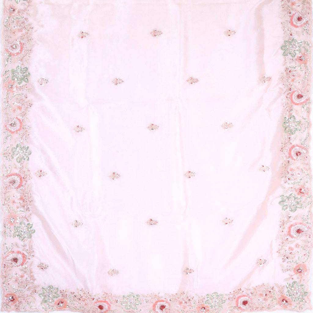 Pastel Pink Tissue Saree With Embroidery - Singhania's