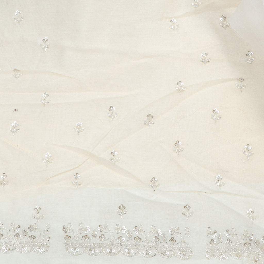 Pastel Beige Printed Organza Saree With Embroidery - Singhania's