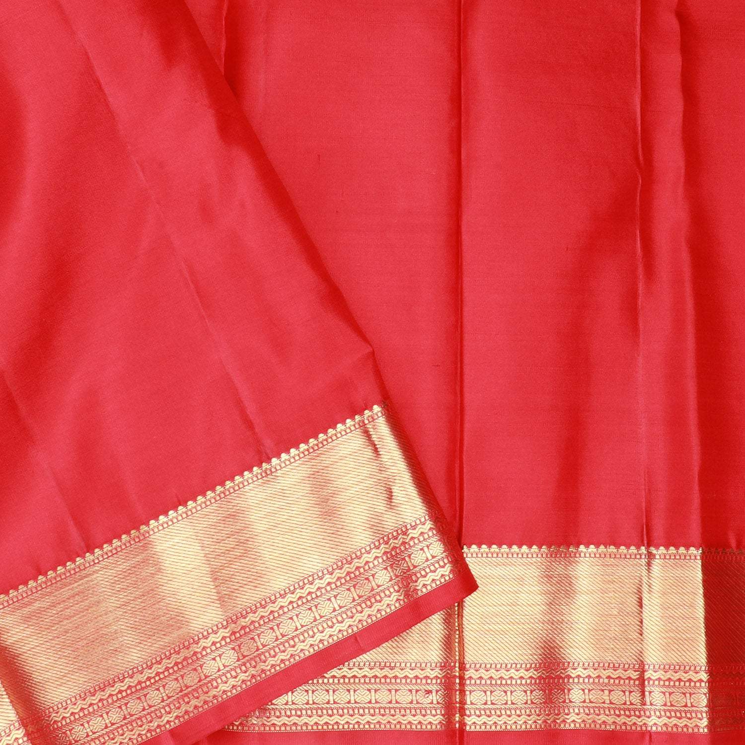Red Orange Kanjivaram Silk Saree With Floral Buttis - Singhania's