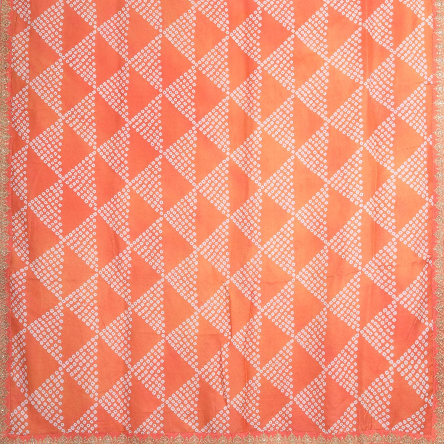 Orange Satin Bandhani Printed Saree - Singhania's