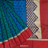 Dual Green Blue Matka Embroidery Saree With Geometrical Pattern