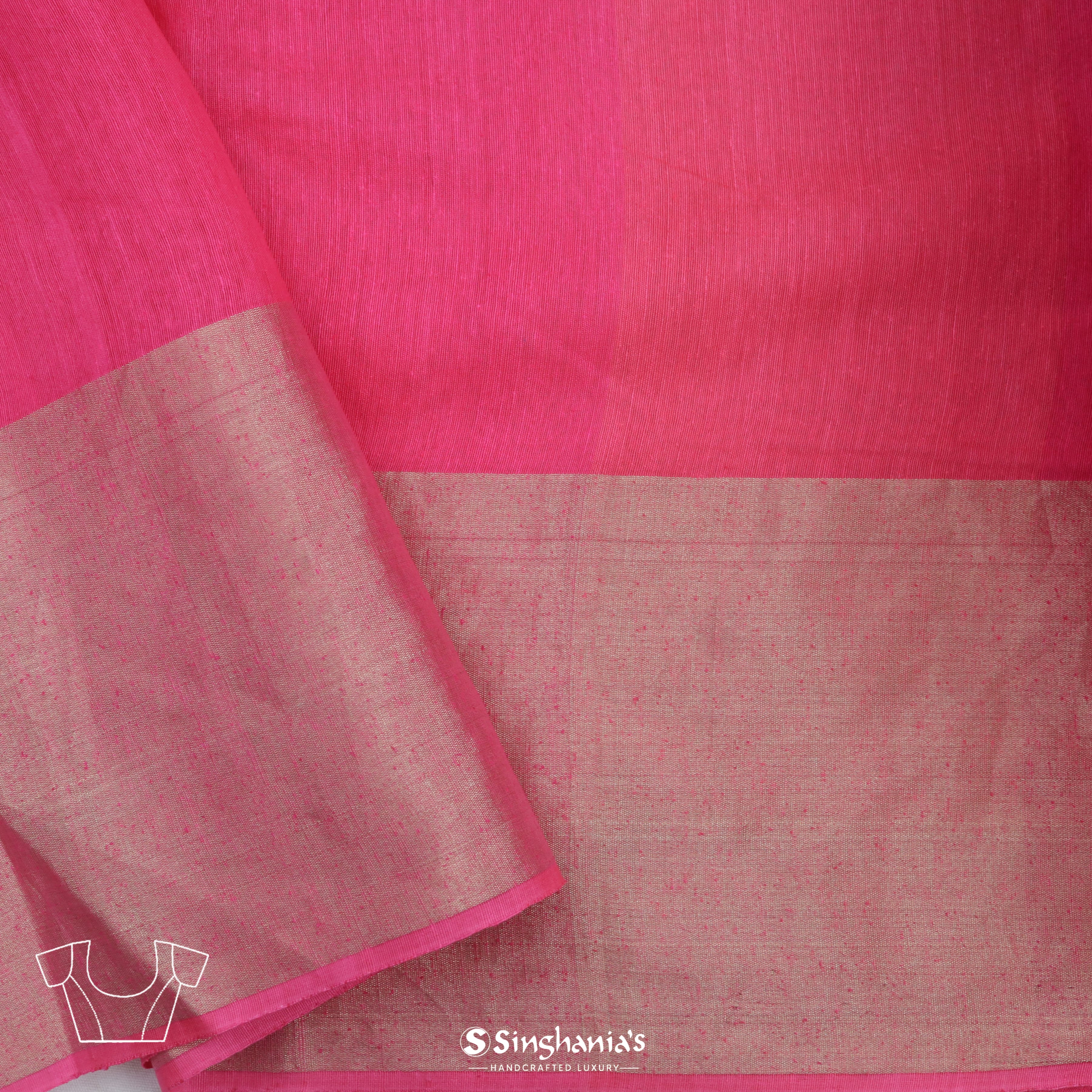 Hot Pink Matka Printed Saree
