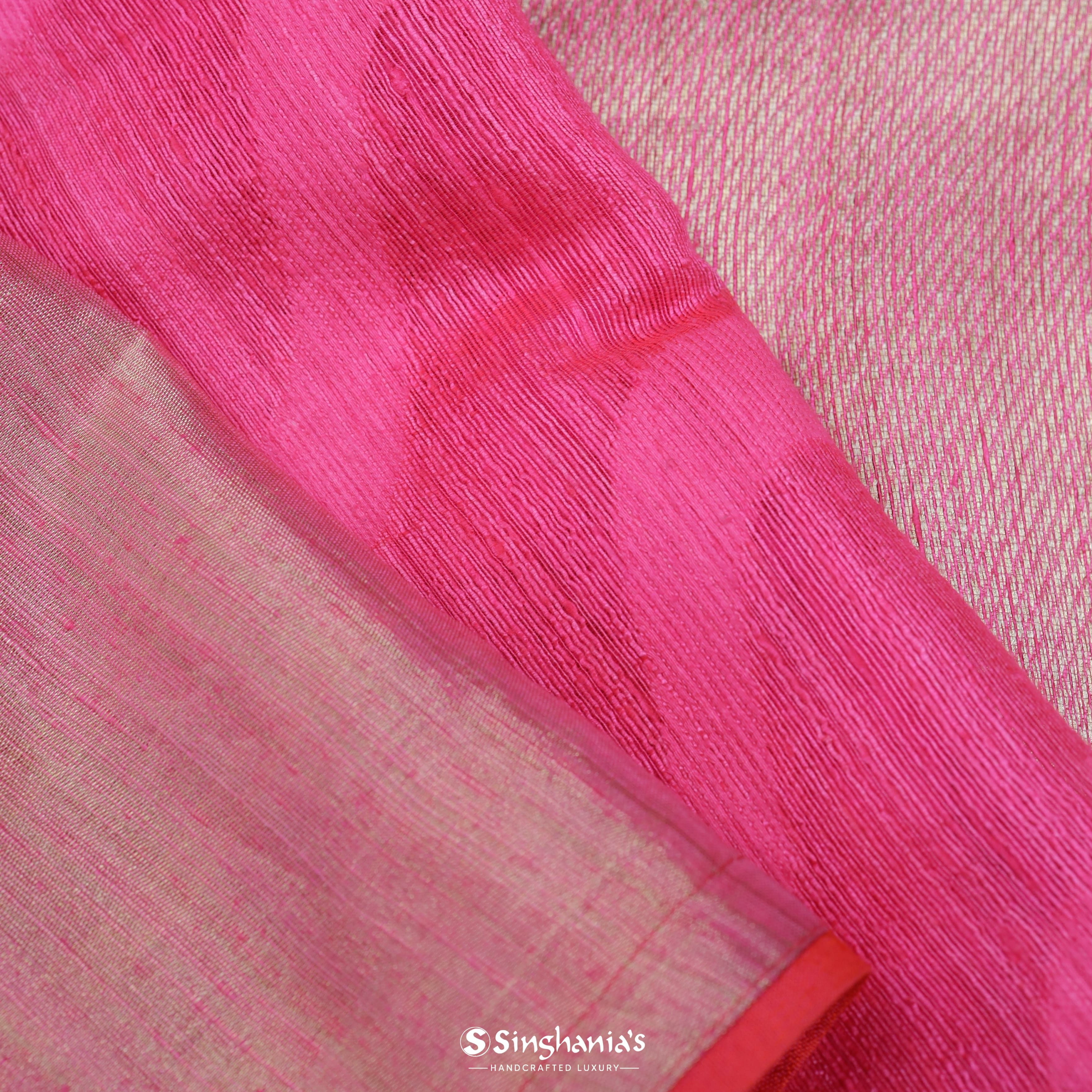 Hot Pink Matka Printed Saree
