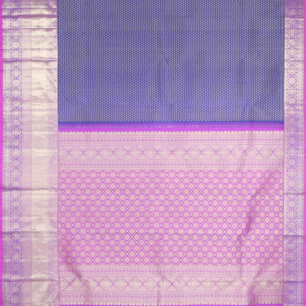 Dark Violet Kanjivaram Silk Saree With Tiny Patterns - Singhania's