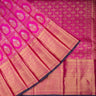 Bright Pink Kanjivaram Silk Saree With Floral Pattern - Singhania's