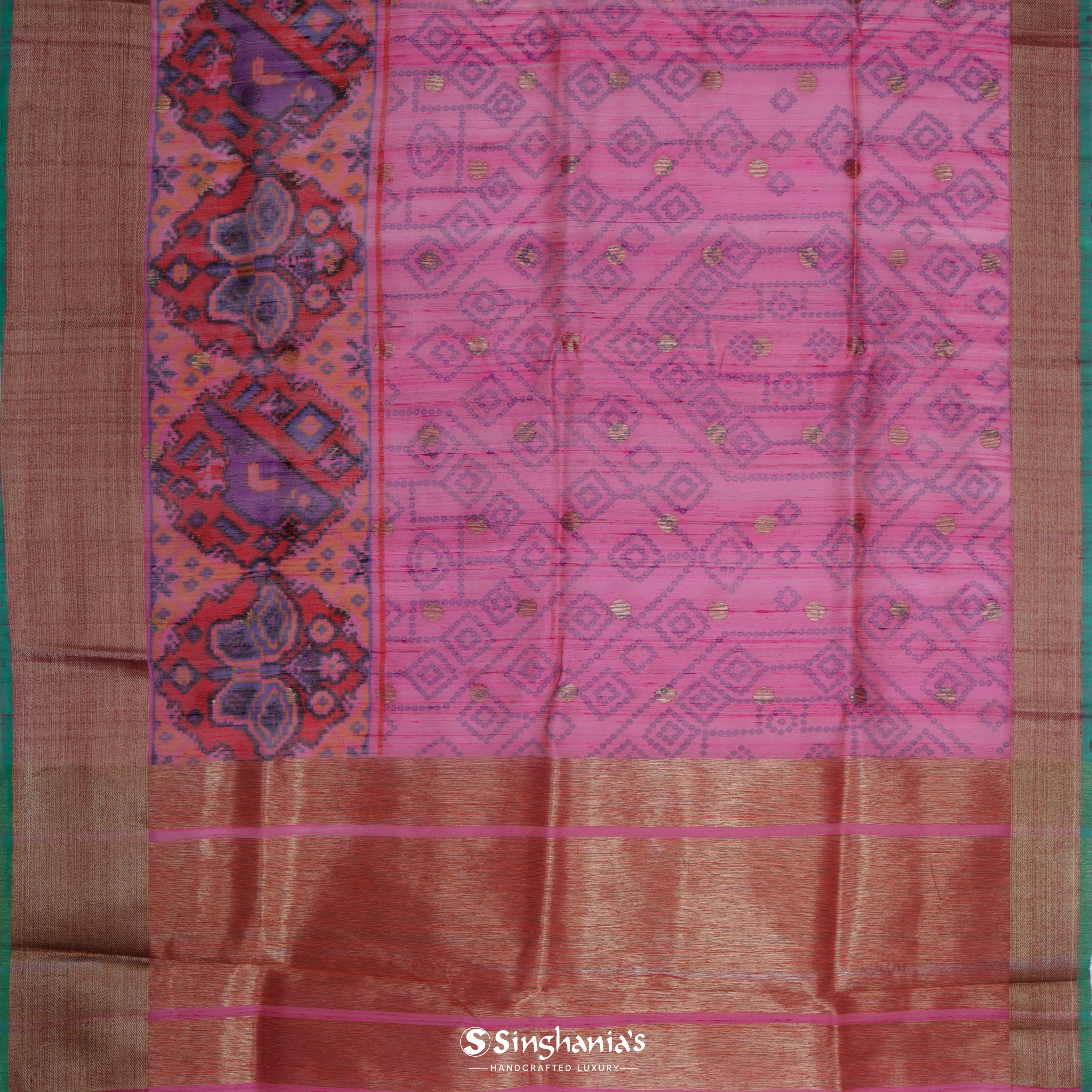 Garnet Red Tussar Printed Saree With Geometrical Pattern