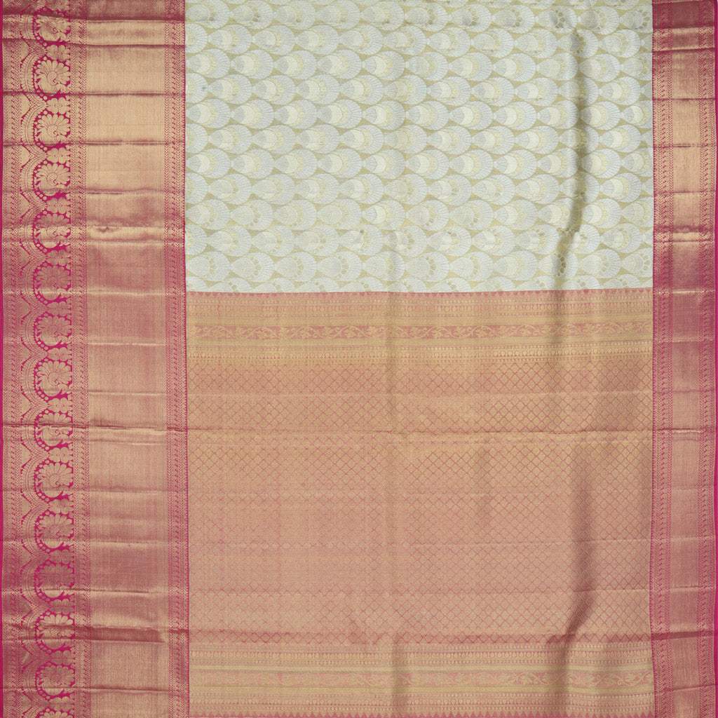 Gold Tissue Kanjivaram Silk Saree With Floral Motif Pattern - Singhania's