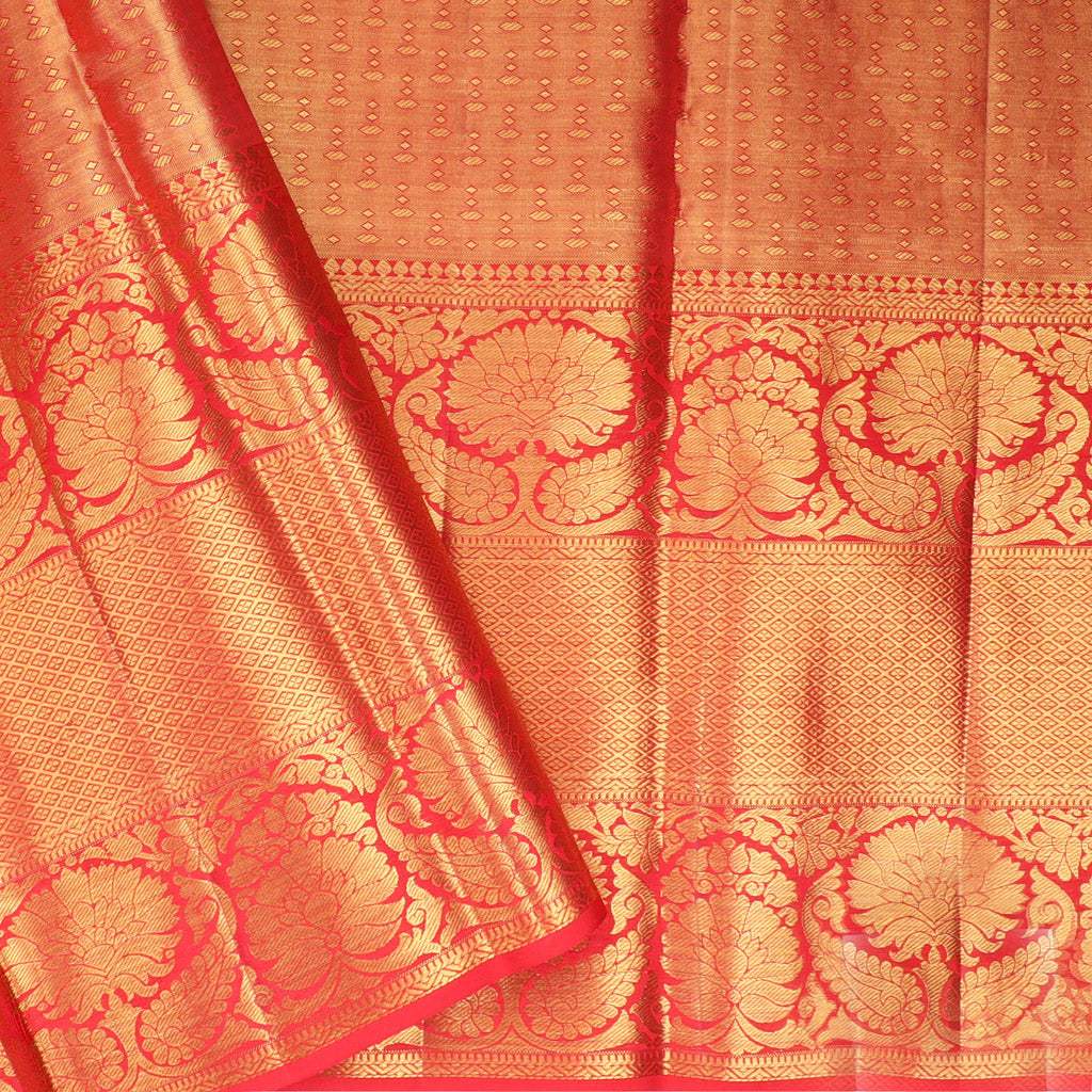 Powder Blue Tissue Kanjivaram Silk Saree With Floral Jaal Pattern - Singhania's
