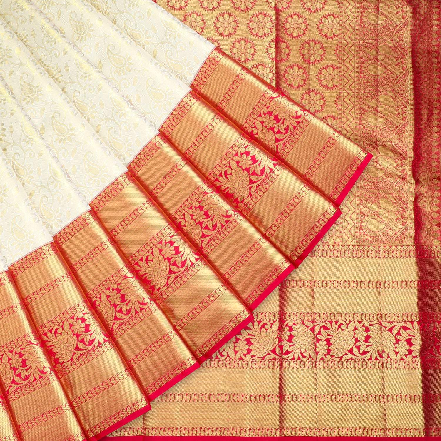 Buy Fiery Orange Kanchipuram Silk Saree With Designer Temple Border in Gold  Zari Wedding Saree SILK MARK CERTIFIED Kanchivaram Silks Online in India -  Etsy