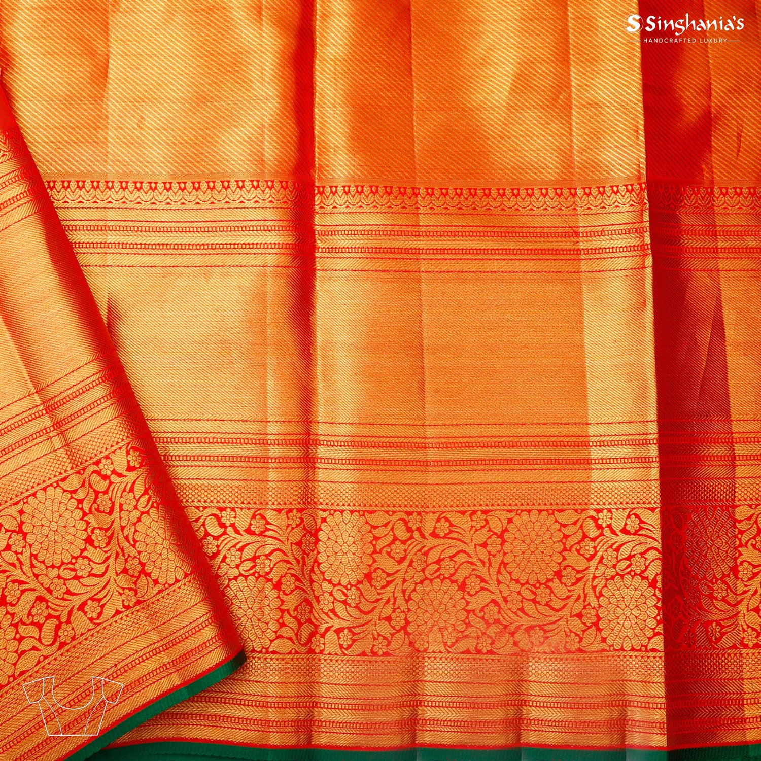 Gold Tissue Kanjivaram Silk Saree With Floral Motif Pattern
