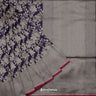 Millenium Blue Banarasi Silk Saree With Floral Jaal Weaving