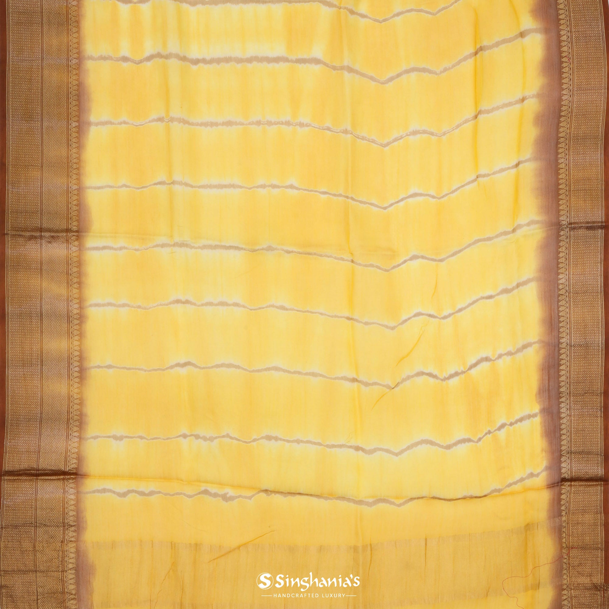 Sunshine Yellow Printed Maheshwari Silk Saree
