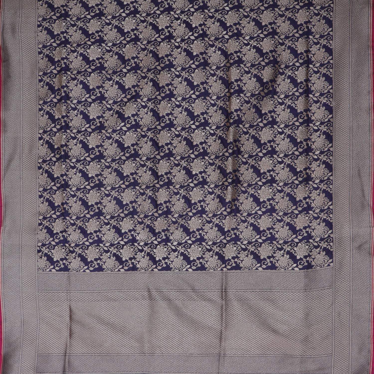 Navy Blue Banarasi Silk Saree - Singhania's