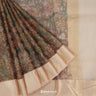 Beige Gold Tissue Printed Silk Saree With Floral Jaal Design